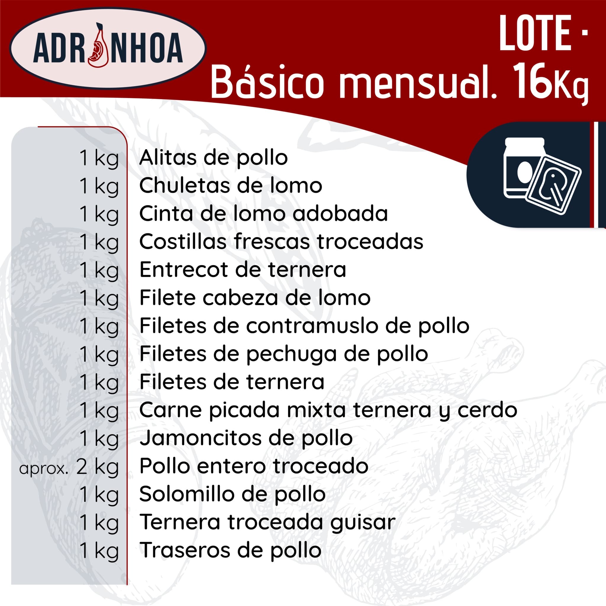 Lote básico mensual 16 KG